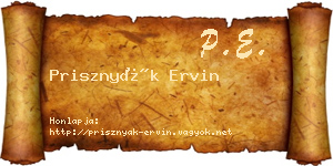 Prisznyák Ervin névjegykártya