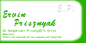 ervin prisznyak business card